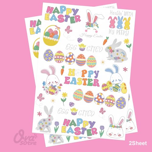 Easter Temporary Tattoos, 56 Glitter Styles Easter Bunny Decorations, Easter Egg Fillers, Easter Basket Stuffers, Easter Candy Activities Toys Crafts Art Spring