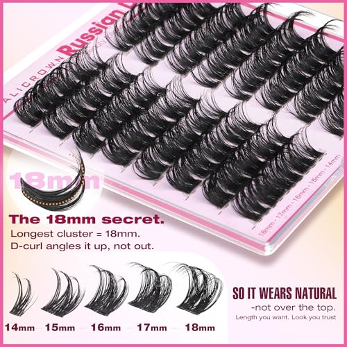 D Curl Lash Clusters Russian Eyelash Extensions 14-18mm