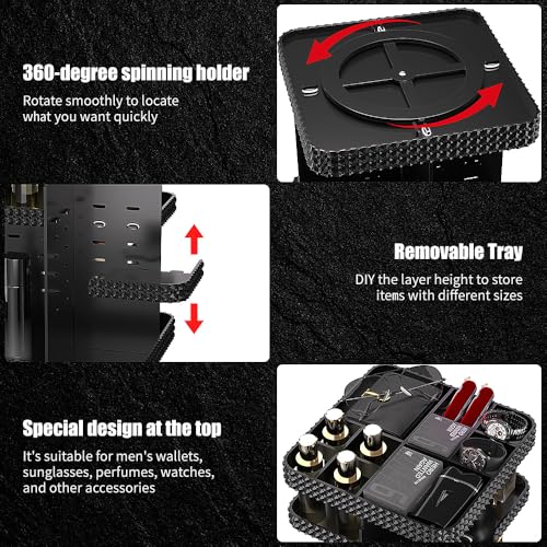 360¡Æ Rotating Makeup Organizer, Organizador De Perfumes Large Capacity Cosmetics Storage Vanity Shelf Countertop, Fits Cosmetics, Perfume, Skin Care, Lipsticks (Black)