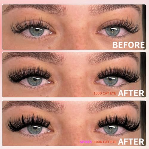 EYDEVRO Lash Clusters Kit 100D Volume Lash Clusters with Spikes Wispy Cluster Eyelash Extensions Kit Mega Volume Lash Extension Kit Spiky Individual Lashes Faux Mink Spikes Eyelash Clusters
