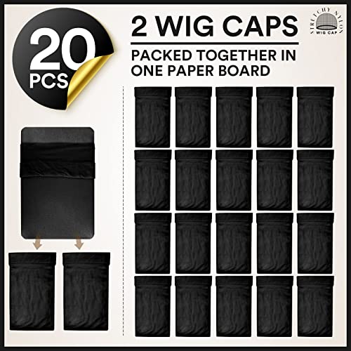 Teenitor 20Pcs Black Wig Caps for Women & Men