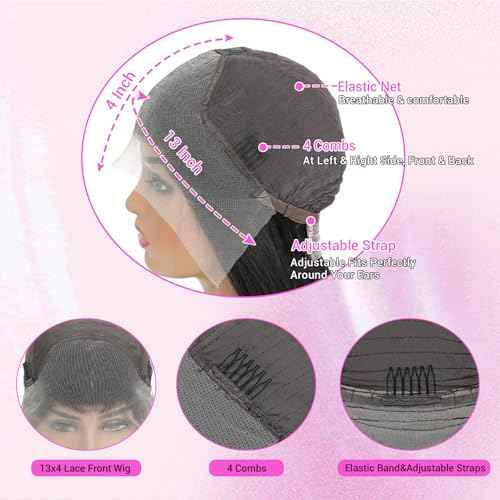 Lace Front Wigs Human Hair Straight HD Lace Front Wigs Pre Plucked with Baby Hair 200 Density 13x4 Frontal Wigs Straight Wigs Human Hair Glueless Wigs for Women 24 Inch