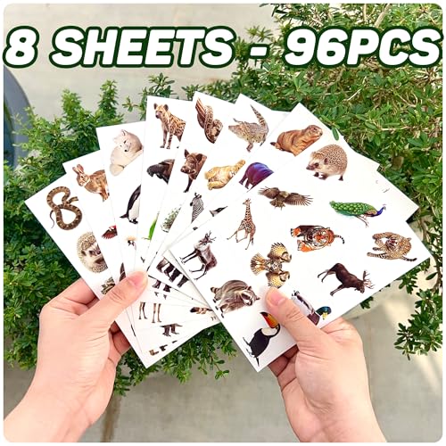 96-Piece Realistic Wildlife Animal Temporary Tattoos for Kids