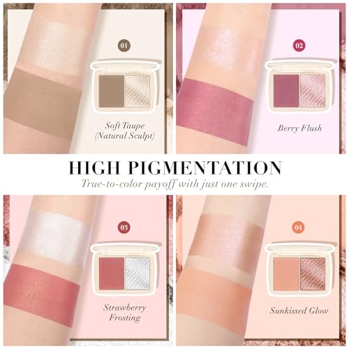 2-in-1 Contour & Highlighter Palette with Mirror - Matte & Shimmer