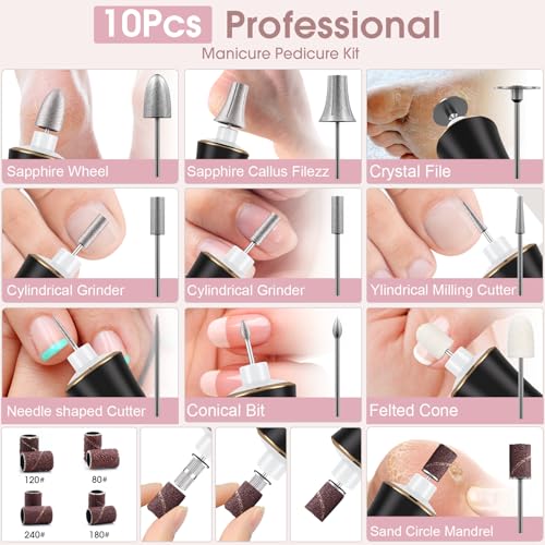 Professional Nail Drill Bits Set with 50 Sanding Bands for Manicure & Pedicure