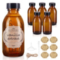 6 Pack 4 oz Amber Glass Bottles with Lids for Extracts & Oils