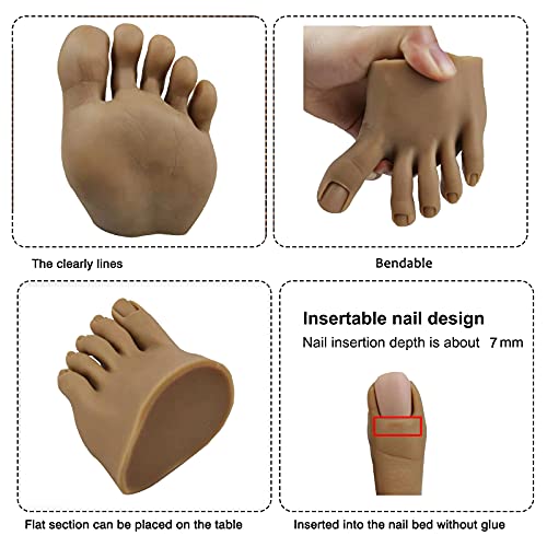 Lifelike Silicone Practice Foot Nail Training Foot Mannequin Flexible Bendable Silicone Foot Model with Table Clip for Acrylic Nails Art Training Display DIY (2#-Right)