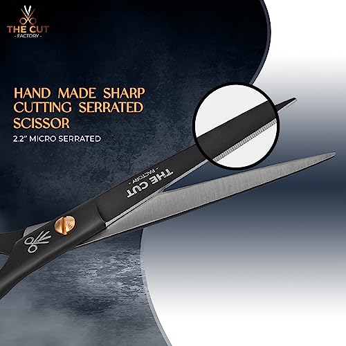 The Cut Factory- Hair Scissors and Barber Scissors Professional- 6 Inches Finest Stainless Steel Hair Cutting Scissors with Smooth Razor Edge Blades -Use for Salon & Personal Use