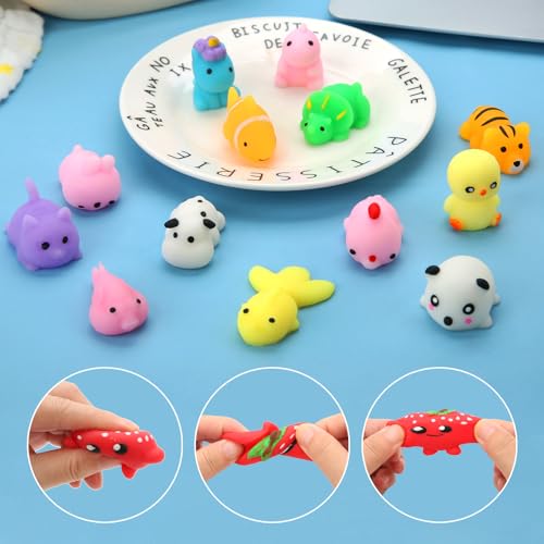 30 Pack Kawaii Squishies Toys, 1-2" Mini Mochi Animals