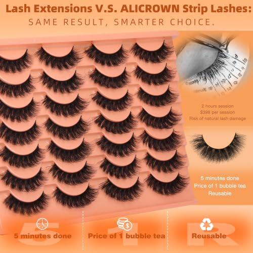 Short Natural Look False Eyelashes 14 Pairs Wispy Faux Mink