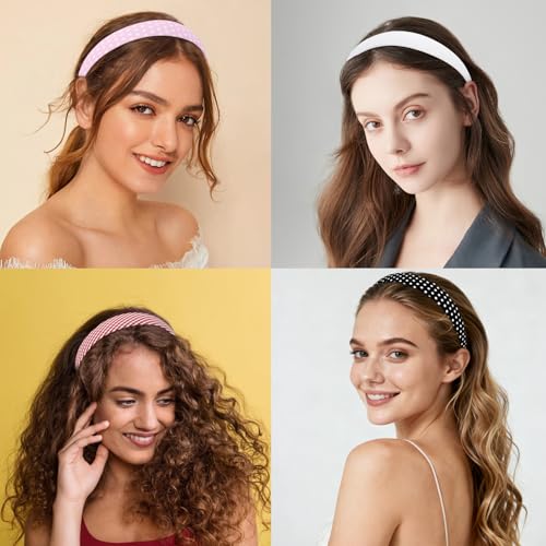 Wecoe 12-Pack Women's Headbands - Polka Dot & Plaid Designs