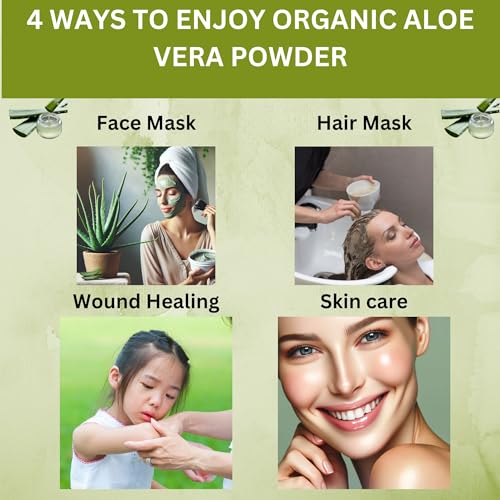 Organic Aloe Vera Powder for Skin & Hair ? 16 oz. - Aloe Barbadensis - Nourishing Face Mask for Natural Beauty, USDA Certified Organic & Non-GMO