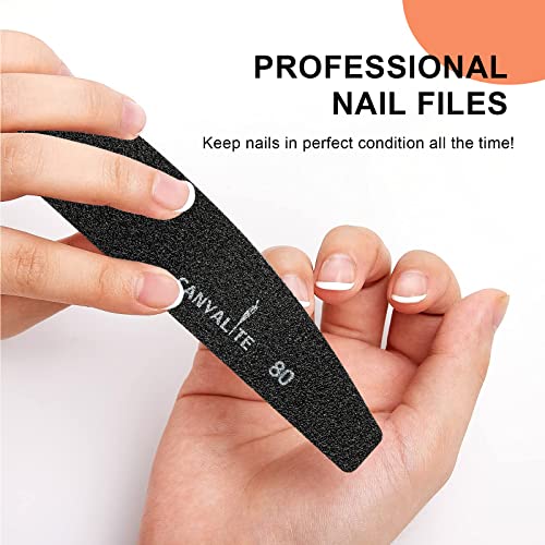 Canvalite 40 PCS Nail File Reusable Peel and Stick Nail Files Replaceable Emery Boards Nail File for Acrylic Nails Professional 80 Grit Fingernail Files for DIY Salon Use