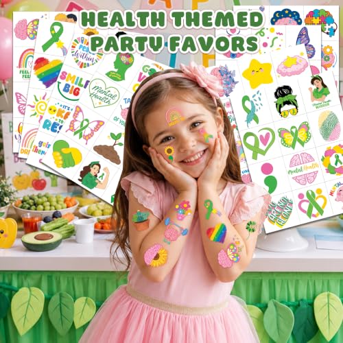 96 Pack Positive Mental Health Temporary Tattoos for Kids