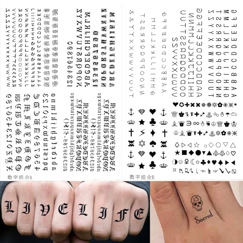 30 Sheet Temporary Alphabet Tattoo Stickers Letter Name