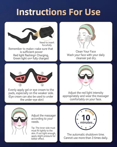 Red Light Therapy Glasses for Under Eye Treatment, Collagen Boost & Skin Rejuvenation