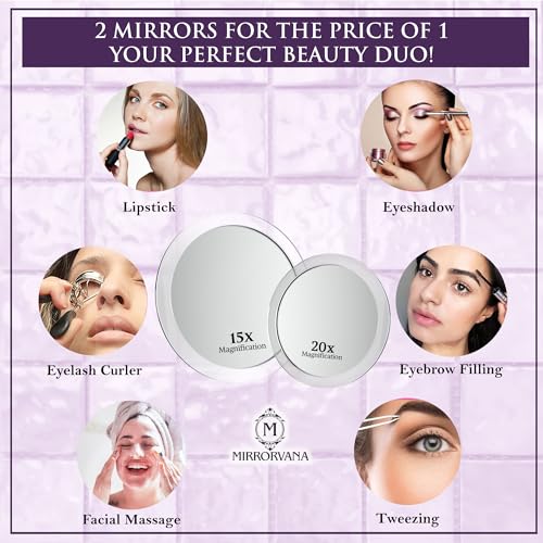 Mirrorvana Magnifying Mirror Set - 6" & 4" with 15X/20X Magnification