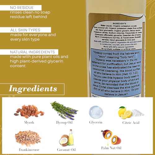 Cleanse Me With Hyssop Natural Hair and Body Wash, Organic Hyssop Infused Shampoo and Body Wash for Nourishing and Refreshing Hair & Body Cleansing (Myrrh and Frankincense)