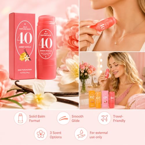 Jelly Perfume Balm Stick - Solid Fragrance, 3 Scents, 15g