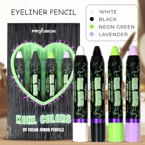 Profusion Cosmetics UV Kohl Eyeliner Pencil Set - 4 Vibrant Shades