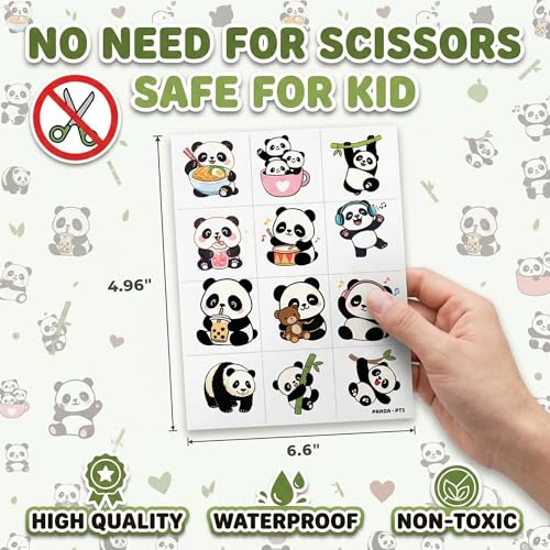 96 Panda Temporary Tattoos for Kids | Cute Animal Designs
