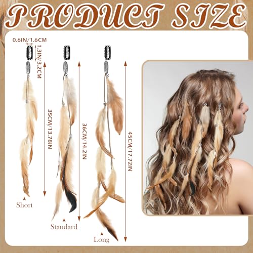 Geyoga 12 Pcs Clip-In Hair Feathers with Beads | Boho Festival