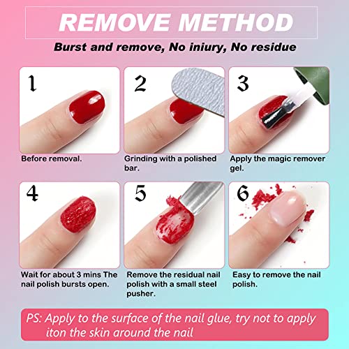 Magic Gel Nail Polish Remover 3-Pack (15ml) - Fast Burst Soak Off No Foil