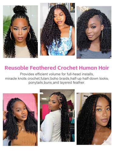 CurlyMe Water Wave Crochet Hair 16" 150g Human Hair 3 Pack