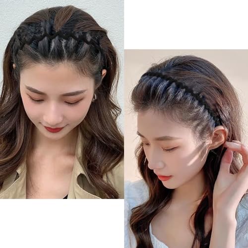AHONEY 7-Pack Black Headbands with Teeth Non-Slip