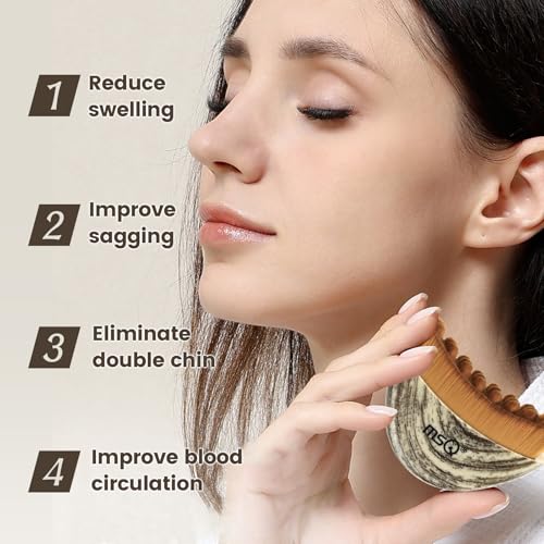 MSQ Lymphatic Contour Face Brush, Lymphatic Drainage Massager for Chin & Neck, Ultra-Soft Facial Massage Brush for Jawline Sculpting, De-Puffing & Enhances Skincare Absorption, Skin Firming, 2PCS