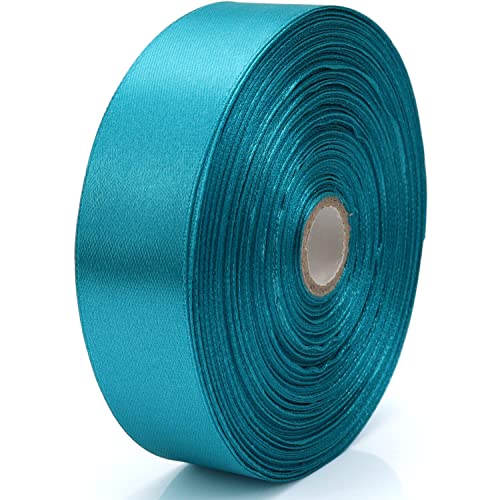 Nsilu 1 inch, Peacock Blue Ribbon for Gift Wrapping 50 Yards Perfect Wedding Party Wreath Sewing DIY Hair Accessories Decoration Floral Hair Balloons Other Projects