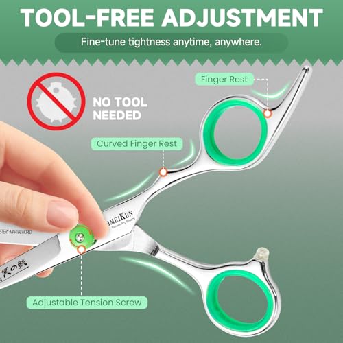 6" Japanese 440C Hair Cutting Scissors | Barber Shears Kit with Comb & Case