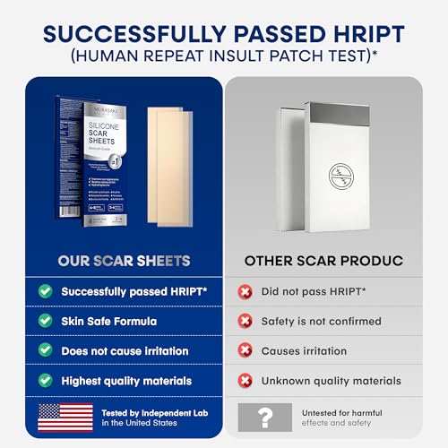Silicone Scar Sheets for Surgical Scars - 4 Sheets (1.5¡È ¡¿ 3¡È) Medical Grade Reusable Scar Tape for Surgical, C-Section, Burn, Hypertrophic & Keloid Scars, Medium/Tan Tone