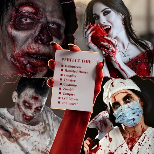 Halloween Fake Blood Kit with Spray, Gel & Sponges