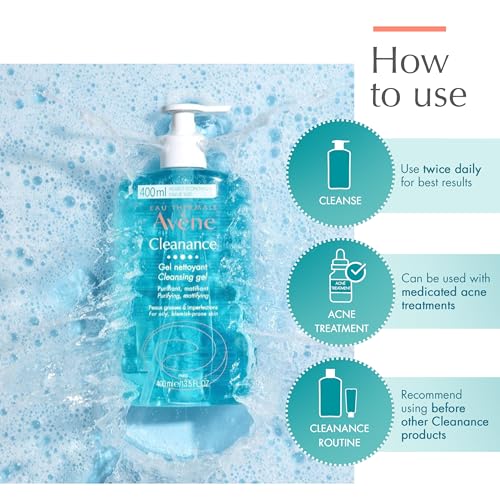 Av?ne Cleanance Cleansing Gel Soap Free Cleanser for Acne Prone, Oily, Face & Body, Alcohol-Free