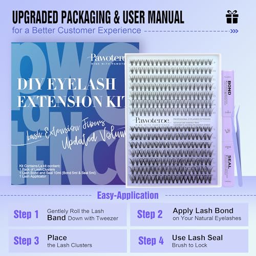 Pawotence 280pc Lash Extension Kit - DIY Cluster Lashes 9-15mm