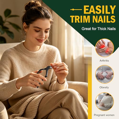 FVION Black Wide Jaw Toenail Clippers for Seniors - Heavy Duty Thick Nail Trimmer with Catcher & Lock