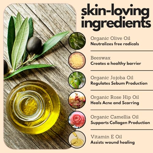 Tallow and Rose Hip Barrier Balm, Grass-Fed Tallow with USA Beeswax and Rosehip Oil, 2oz, All Skin Types, Face and Body (2oz, Bare (unscented))