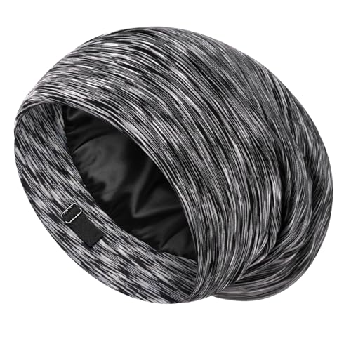 LULUSILK Mulberry Silk Sleep Cap with Adjustable Strap - Dark Grey