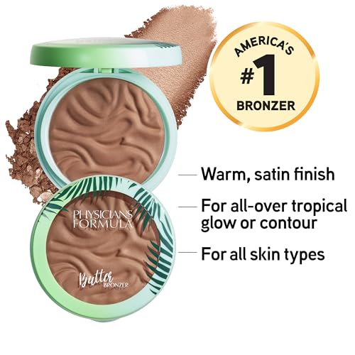 Physicians Formula Murumuru Butter Bronzer, Moisturizing, Nourishing Murumuru Butter for Silky Glow, Dermatologist Tested, Hypoallergenic, Vegan & Cruelty-Free - Deep Bronzer