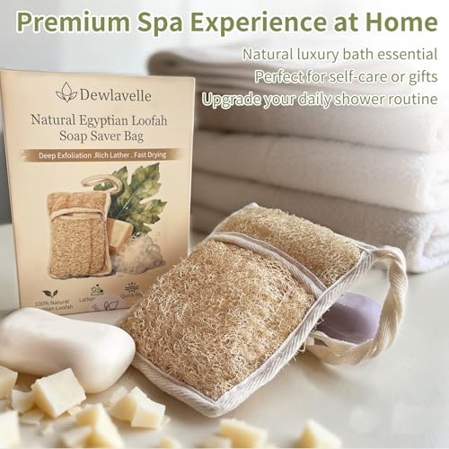 Egyptian Loofah Soap Bag - Natural Exfoliating Pouch (2 Pack)
