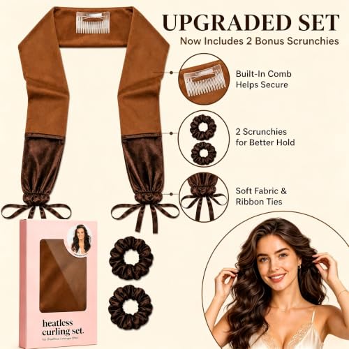 Heatless Curling Headband with Detachable Comb & 2 Scrunchies