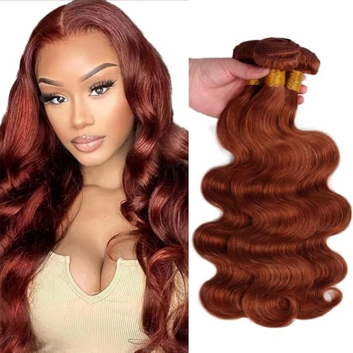 Virgin Reddish Brown Body Wave Hair Bundles - 18, 20, 22 Inch