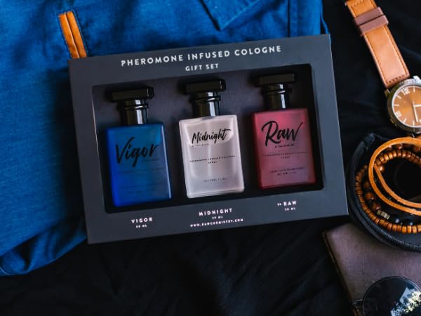 Pheromone Cologne for Men Set - Raw Vigor Midnight 3oz