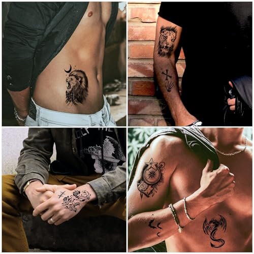 Cerlaza 112 Sheet Temporary Tattoos for Men