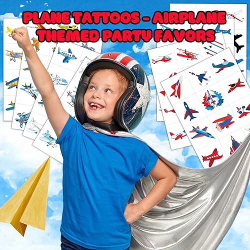 96 Piece Airplane Temporary Tattoos Pre-Cut Party Favors