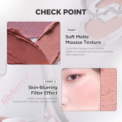 lilybyred Luv Beam Cheek Mousse - Taro Cream Blush, Soft-Matte Finish