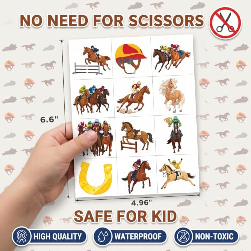 96 PCS Horse Racing Temporary Tattoos for Kids
