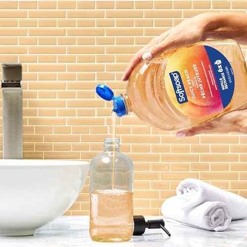 Softsoap Juicy Peach Liquid Hand Soap, Kitchen and Bathroom Hand Soap, Rich Fruity Scent, 50 fl oz Refill Bottle
