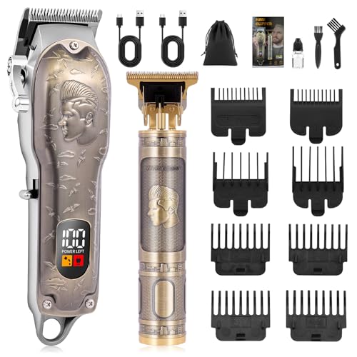 Professional Cordless Hair Clipper Set with T-Blade Trimmer